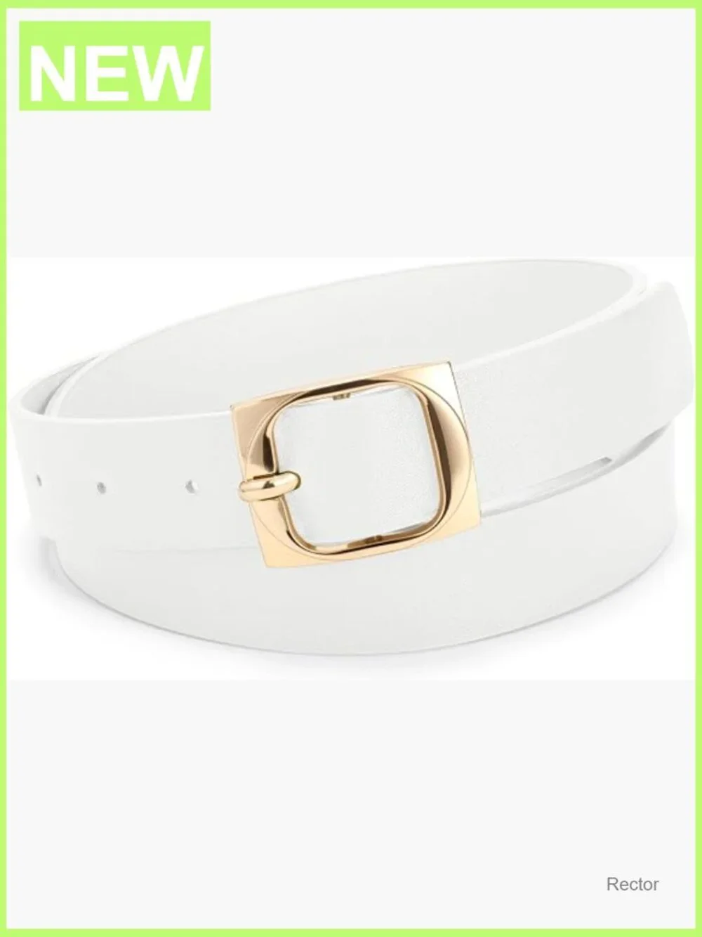 Women's Leather Belt with Gold Buckle, 1.1